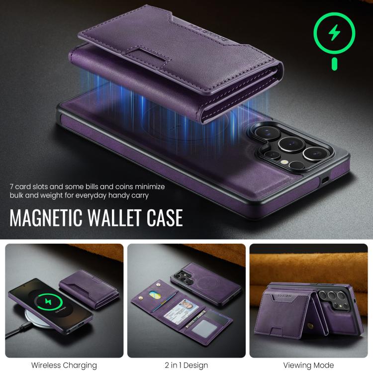 For Samsung Galaxy S25 Ultra 5G MAGKING K4 Series MagSafe RFID Tri-fold Card Bag Detachable Phone Case