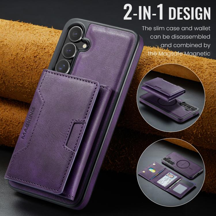 For Samsung Galaxy S24 FE 5G MAGKING K4 Series MagSafe RFID Tri-fold Card Bag Detachable Phone Case