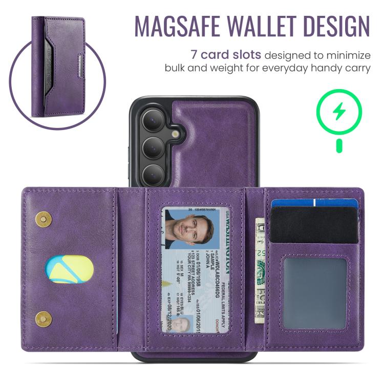 For Samsung Galaxy S24 FE 5G MAGKING K4 Series MagSafe RFID Tri-fold Card Bag Detachable Phone Case