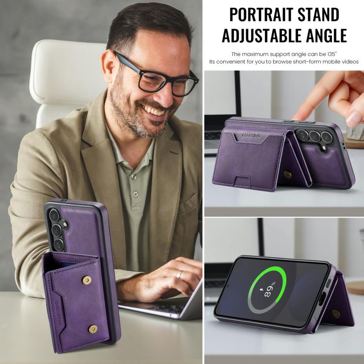 For Samsung Galaxy S24 FE 5G MAGKING K4 Series MagSafe RFID Tri-fold Card Bag Detachable Phone Case