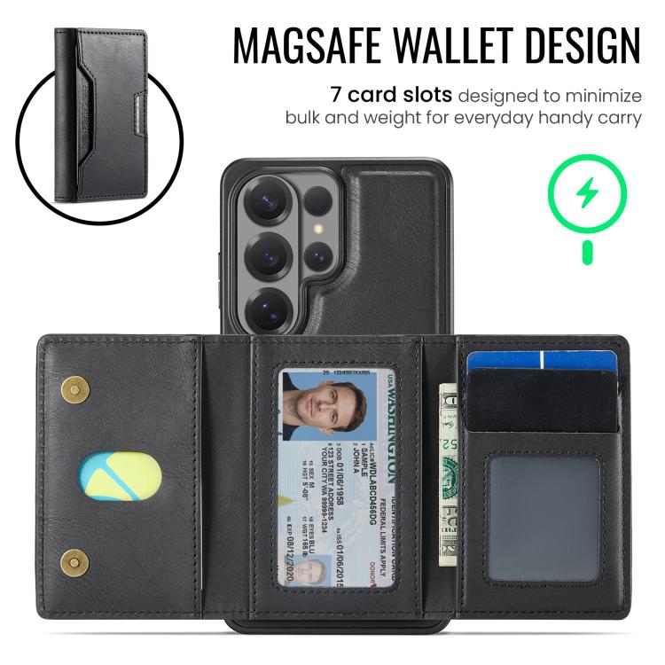 For Samsung Galaxy S26 Ultra 5G MAGKING K4 Series MagSafe RFID Tri-fold Card Bag Detachable Phone Case