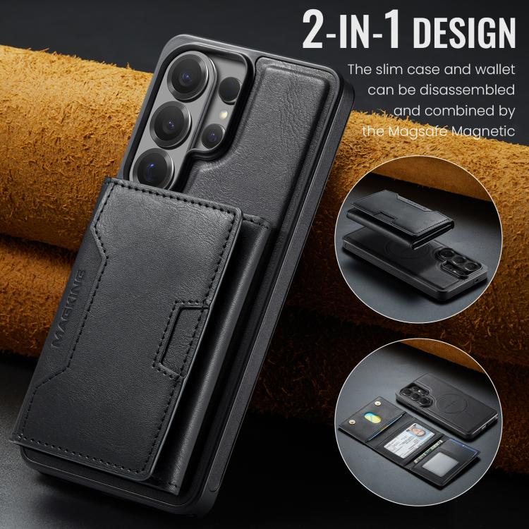 For Samsung Galaxy S26 Ultra 5G MAGKING K4 Series MagSafe RFID Tri-fold Card Bag Detachable Phone Case