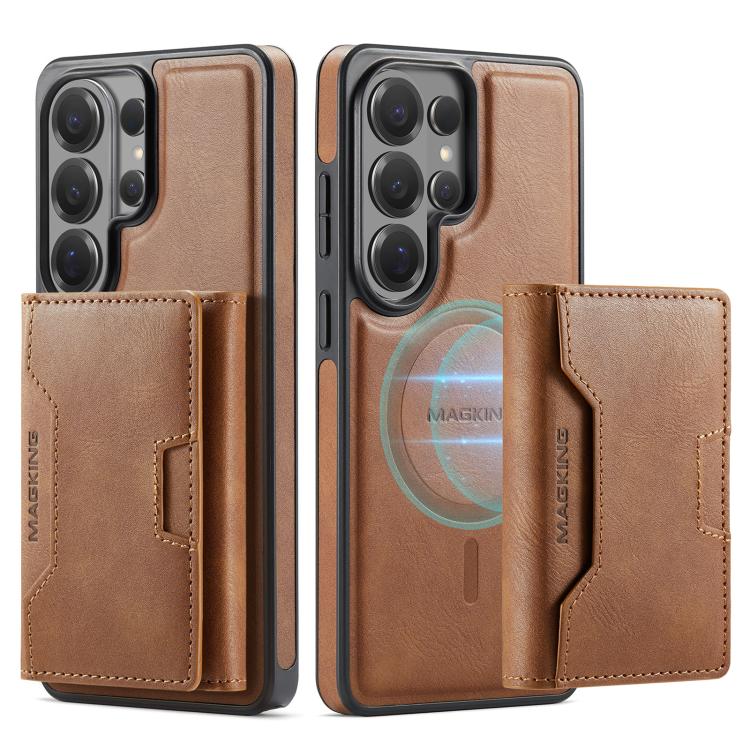 For Samsung Galaxy S26 Ultra 5G MAGKING K4 Series MagSafe RFID Tri-fold Card Bag Detachable Phone Case