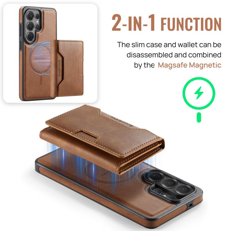 For Samsung Galaxy S26 Ultra 5G MAGKING K4 Series MagSafe RFID Tri-fold Card Bag Detachable Phone Case