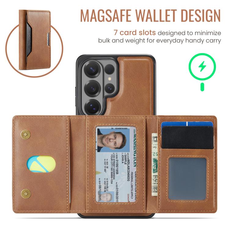 For Samsung Galaxy S26 Ultra 5G MAGKING K4 Series MagSafe RFID Tri-fold Card Bag Detachable Phone Case