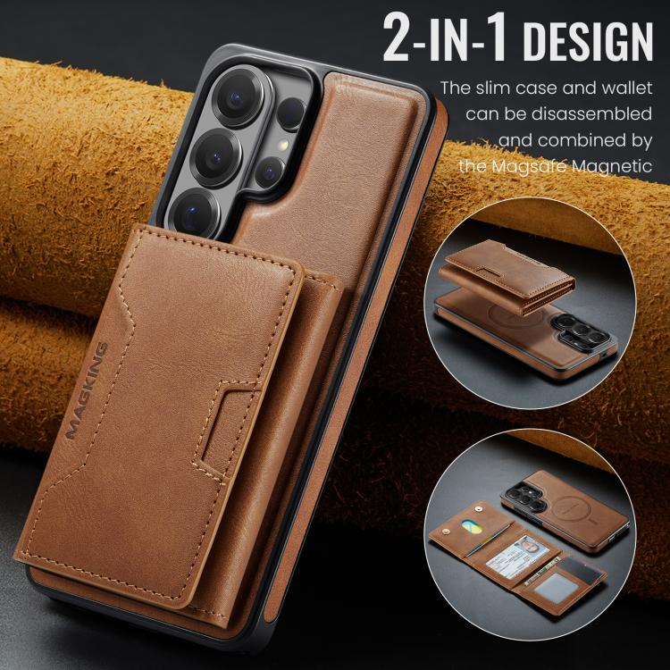 For Samsung Galaxy S26 Ultra 5G MAGKING K4 Series MagSafe RFID Tri-fold Card Bag Detachable Phone Case