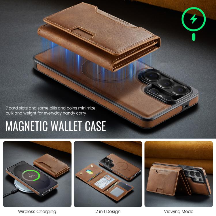 For Samsung Galaxy S26 Ultra 5G MAGKING K4 Series MagSafe RFID Tri-fold Card Bag Detachable Phone Case