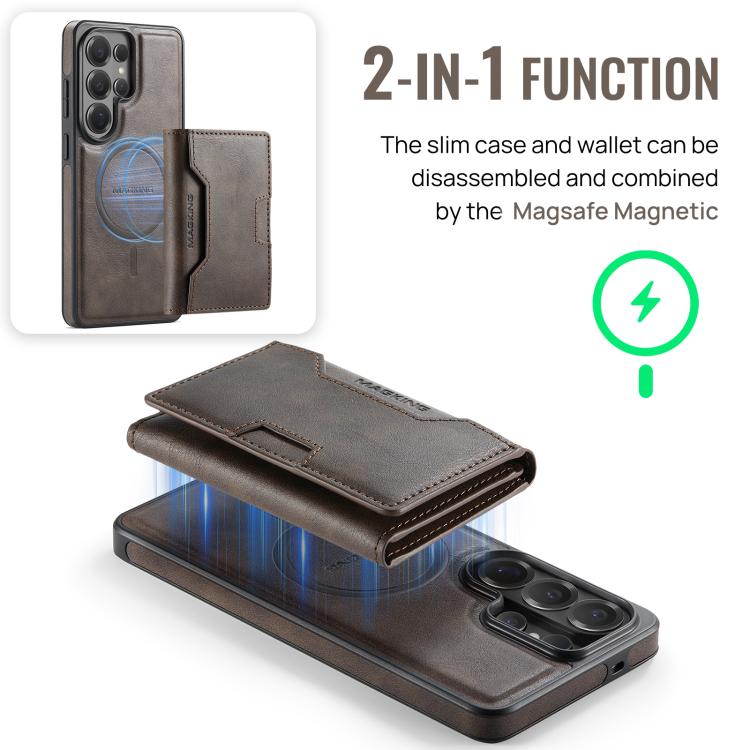 For Samsung Galaxy S26 Ultra 5G MAGKING K4 Series MagSafe RFID Tri-fold Card Bag Detachable Phone Case