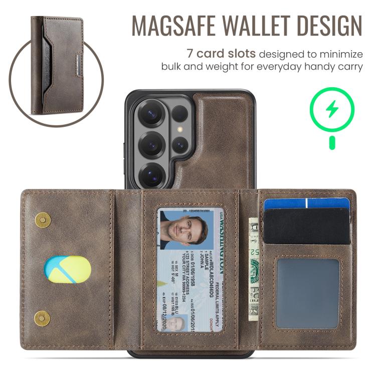 For Samsung Galaxy S26 Ultra 5G MAGKING K4 Series MagSafe RFID Tri-fold Card Bag Detachable Phone Case