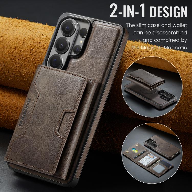 For Samsung Galaxy S26 Ultra 5G MAGKING K4 Series MagSafe RFID Tri-fold Card Bag Detachable Phone Case