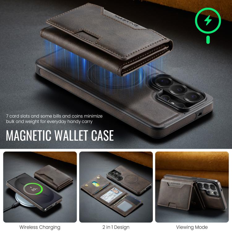 For Samsung Galaxy S26 Ultra 5G MAGKING K4 Series MagSafe RFID Tri-fold Card Bag Detachable Phone Case