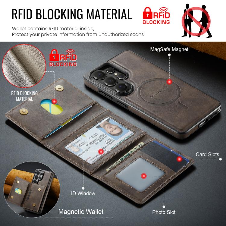 For Samsung Galaxy S26 Ultra 5G MAGKING K4 Series MagSafe RFID Tri-fold Card Bag Detachable Phone Case