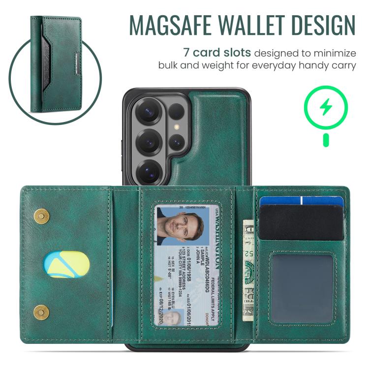 For Samsung Galaxy S26 Ultra 5G MAGKING K4 Series MagSafe RFID Tri-fold Card Bag Detachable Phone Case