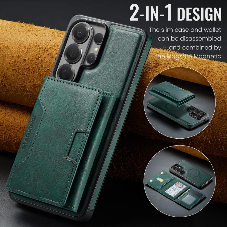 For Samsung Galaxy S26 Ultra 5G MAGKING K4 Series MagSafe RFID Tri-fold Card Bag Detachable Phone Case