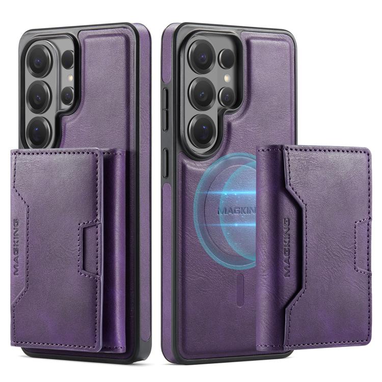 For Samsung Galaxy S26 Ultra 5G MAGKING K4 Series MagSafe RFID Tri-fold Card Bag Detachable Phone Case