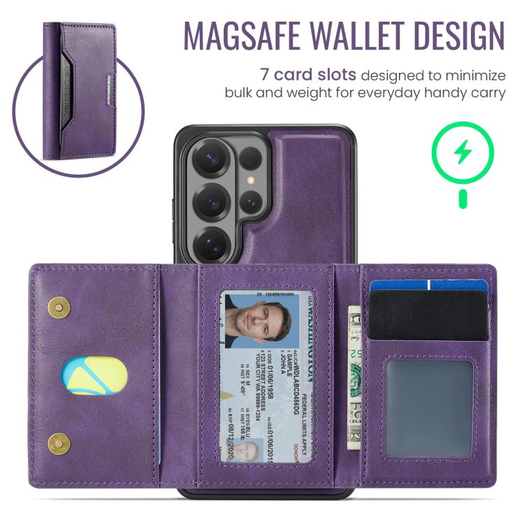 For Samsung Galaxy S26 Ultra 5G MAGKING K4 Series MagSafe RFID Tri-fold Card Bag Detachable Phone Case