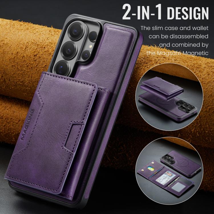 For Samsung Galaxy S26 Ultra 5G MAGKING K4 Series MagSafe RFID Tri-fold Card Bag Detachable Phone Case