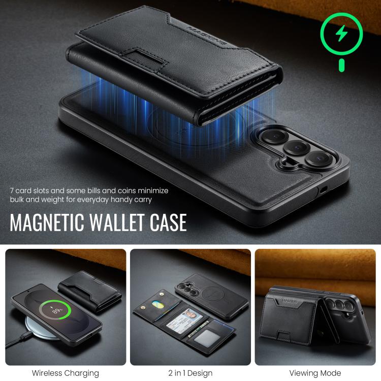 For Samsung Galaxy S26+ 5G MAGKING K4 Series MagSafe RFID Tri-fold Card Bag Detachable Phone Case