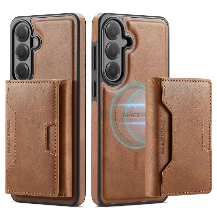 For Samsung Galaxy S26+ 5G MAGKING K4 Series MagSafe RFID Tri-fold Card Bag Detachable Phone Case