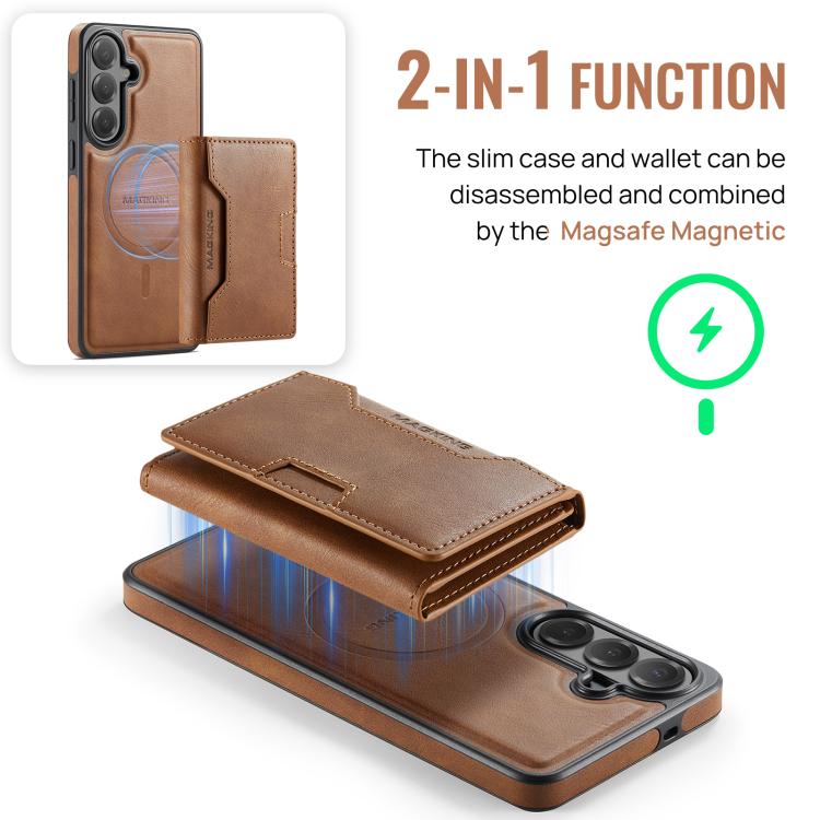 For Samsung Galaxy S26+ 5G MAGKING K4 Series MagSafe RFID Tri-fold Card Bag Detachable Phone Case