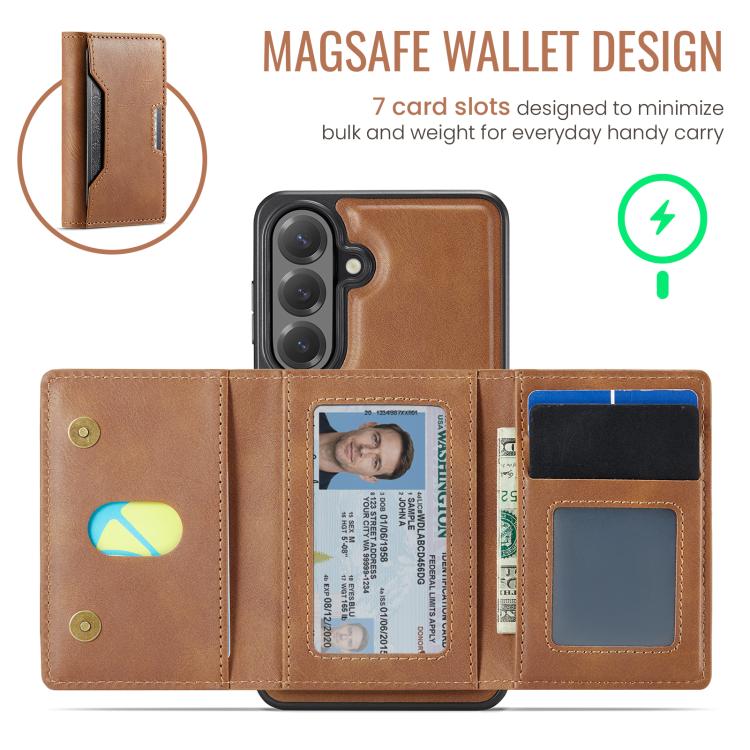 For Samsung Galaxy S26+ 5G MAGKING K4 Series MagSafe RFID Tri-fold Card Bag Detachable Phone Case