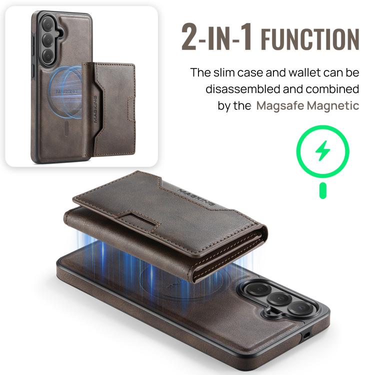 For Samsung Galaxy S26+ 5G MAGKING K4 Series MagSafe RFID Tri-fold Card Bag Detachable Phone Case