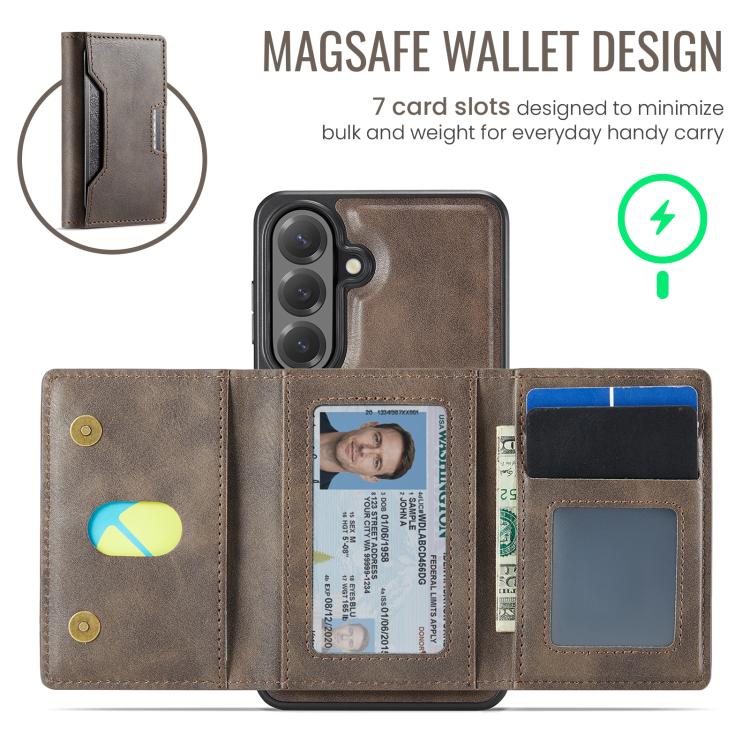 For Samsung Galaxy S26+ 5G MAGKING K4 Series MagSafe RFID Tri-fold Card Bag Detachable Phone Case