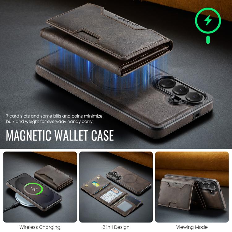 For Samsung Galaxy S26+ 5G MAGKING K4 Series MagSafe RFID Tri-fold Card Bag Detachable Phone Case
