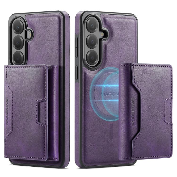 For Samsung Galaxy S26+ 5G MAGKING K4 Series MagSafe RFID Tri-fold Card Bag Detachable Phone Case