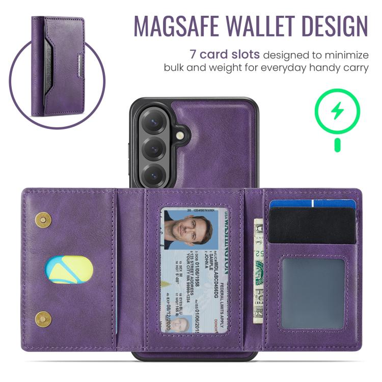 For Samsung Galaxy S26+ 5G MAGKING K4 Series MagSafe RFID Tri-fold Card Bag Detachable Phone Case