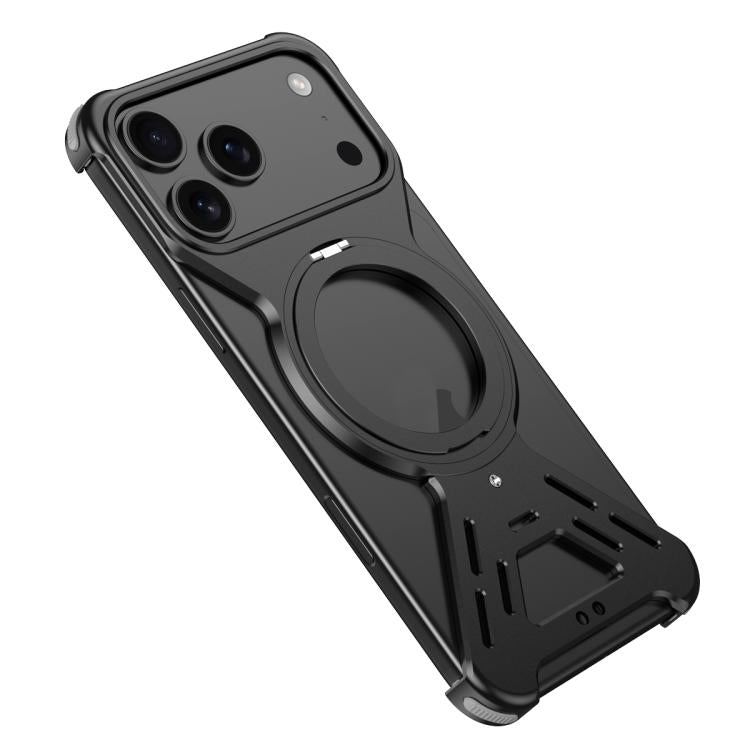 For iPhone 17 Pro Armor 360 Holder Frameless Alloy MagSafe Phone Case