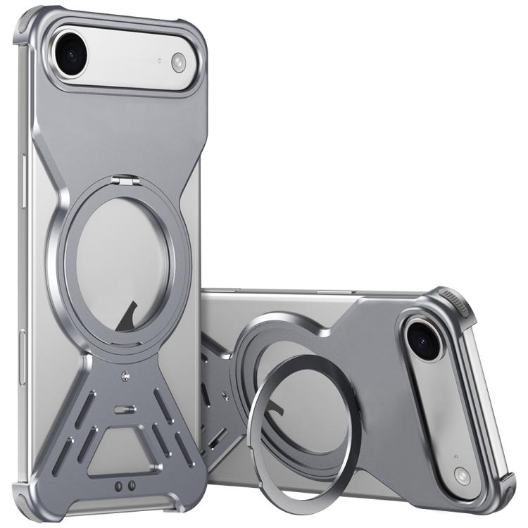 For iPhone Air Armor 360 Holder Frameless Alloy MagSafe Phone Case