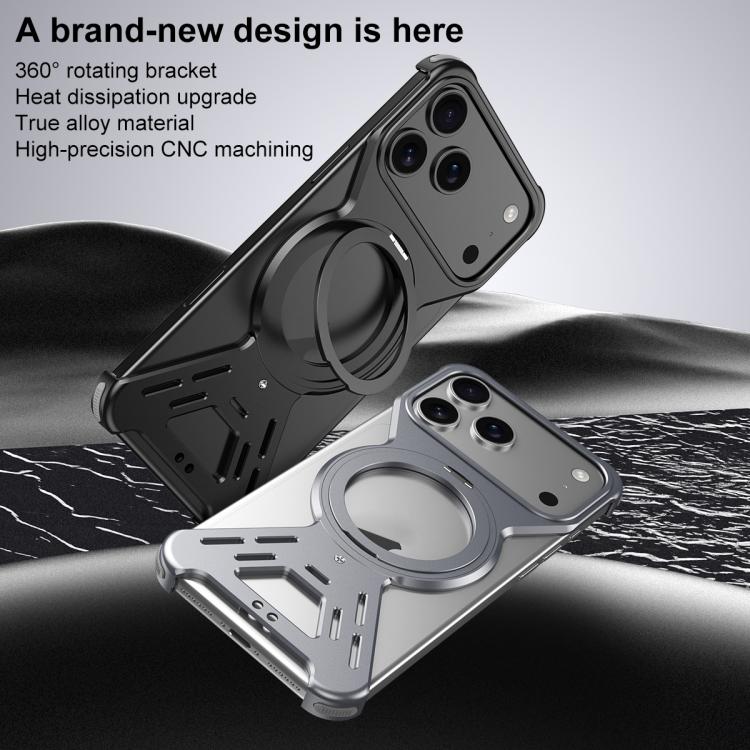 For iPhone Air Armor 360 Holder Frameless Alloy MagSafe Phone Case