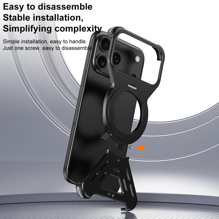 For iPhone Air Armor 360 Holder Frameless Alloy MagSafe Phone Case