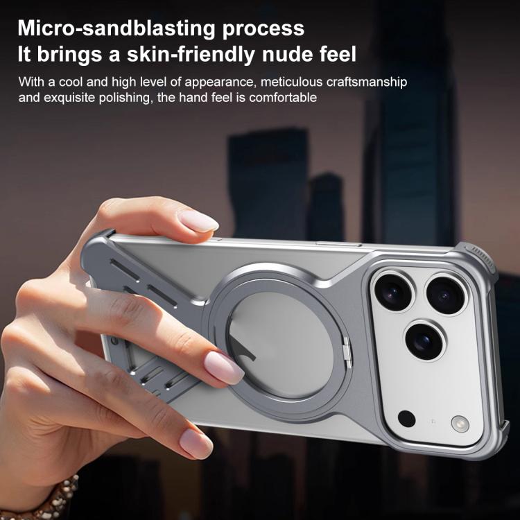 For iPhone Air Armor 360 Holder Frameless Alloy MagSafe Phone Case
