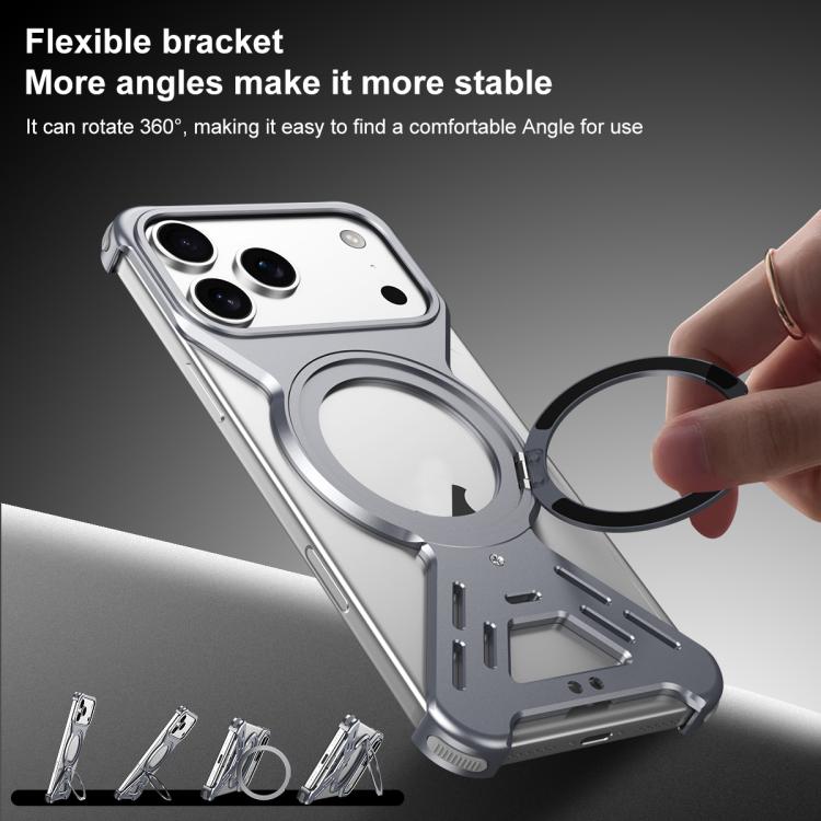 For iPhone Air Armor 360 Holder Frameless Alloy MagSafe Phone Case