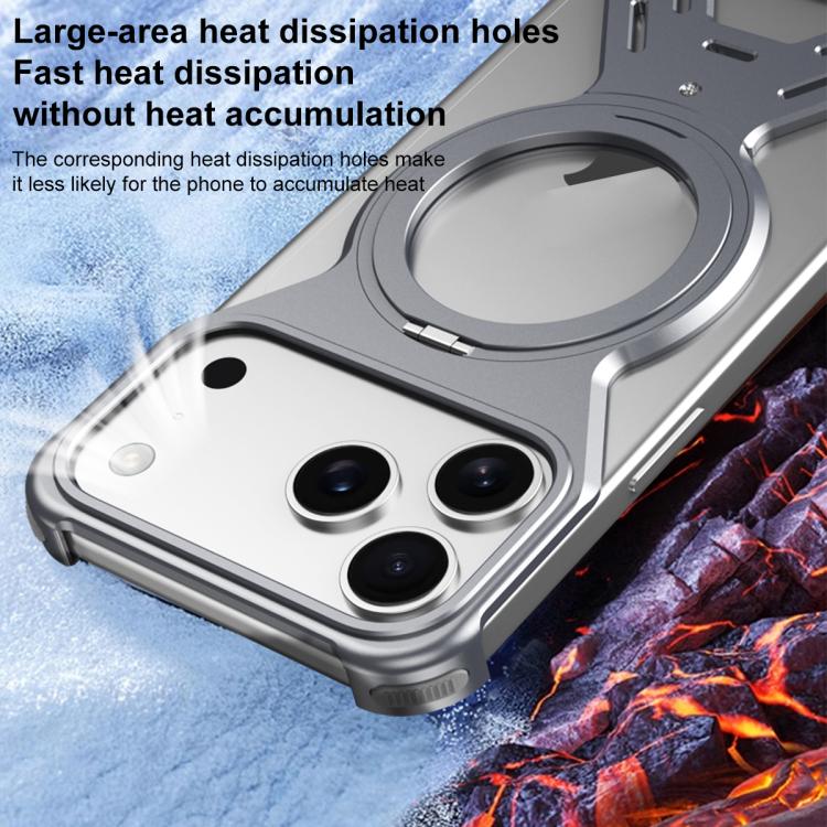 For iPhone Air Armor 360 Holder Frameless Alloy MagSafe Phone Case