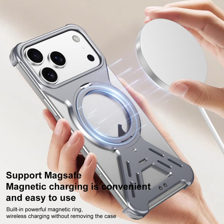 For iPhone Air Armor 360 Holder Frameless Alloy MagSafe Phone Case