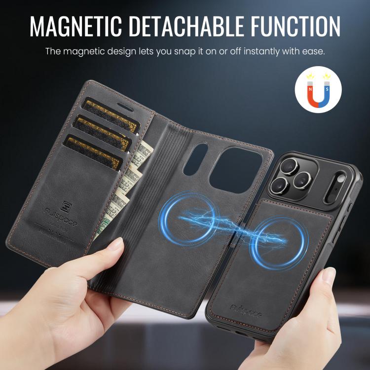 For iPhone 17 Pro Max AutSpace A05 2 in 1 Retro Calf Texture MagSafe Magnetic Phone Case