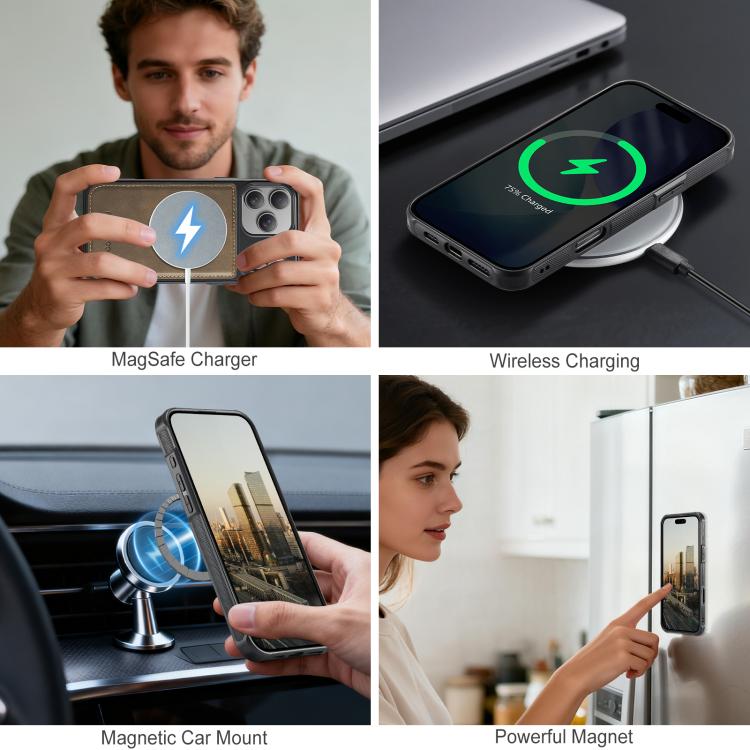 For iPhone 17 Pro Max AutSpace A05 2 in 1 Retro Calf Texture MagSafe Magnetic Phone Case