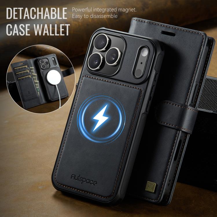 For iPhone 17 Pro AutSpace A05 2 in 1 Retro Calf Texture MagSafe Magnetic Phone Case