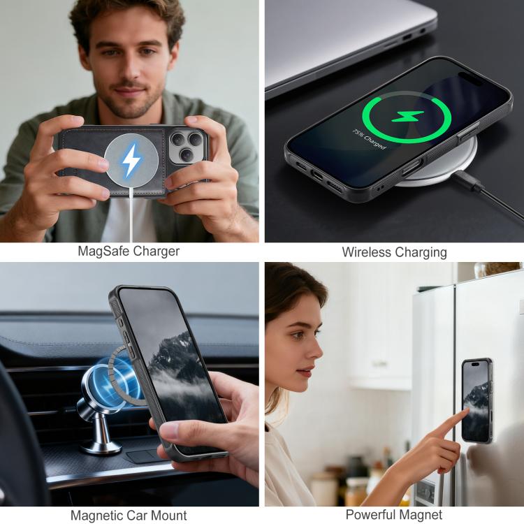 For iPhone 17 Pro AutSpace A05 2 in 1 Retro Calf Texture MagSafe Magnetic Phone Case
