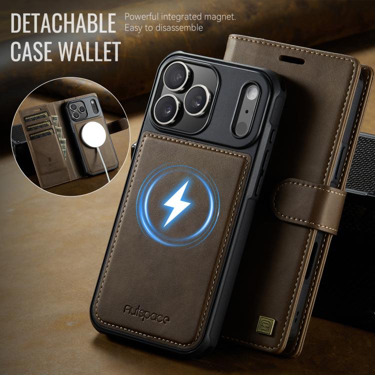 For iPhone 17 Pro AutSpace A05 2 in 1 Retro Calf Texture MagSafe Magnetic Phone Case