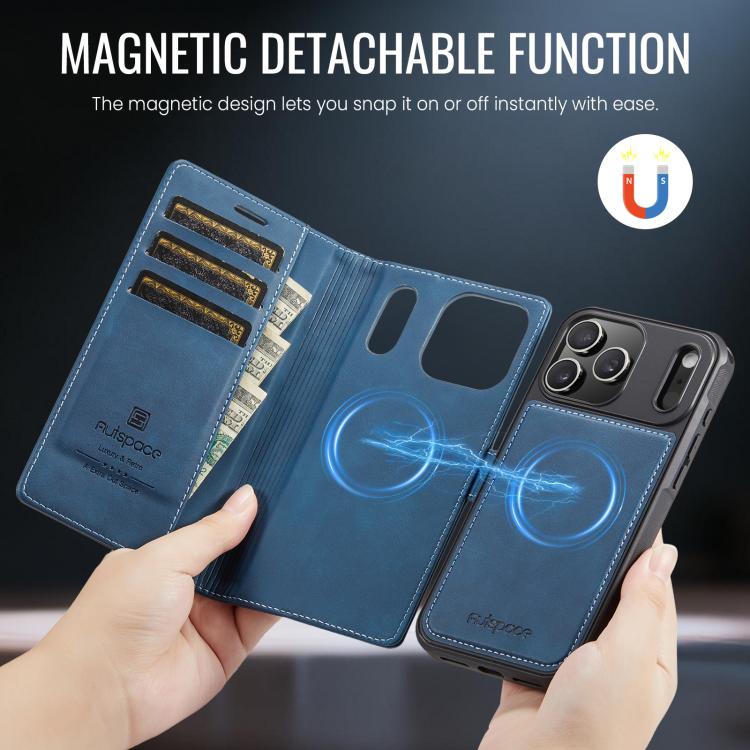 For iPhone 17 Pro AutSpace A05 2 in 1 Retro Calf Texture MagSafe Magnetic Phone Case