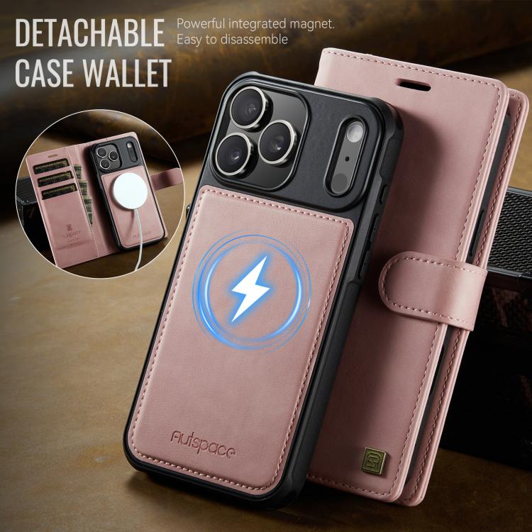 For iPhone 17 Pro AutSpace A05 2 in 1 Retro Calf Texture MagSafe Magnetic Phone Case