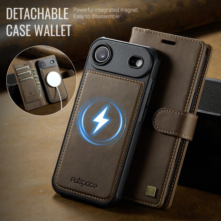 For iPhone Air AutSpace A05 2 in 1 Retro Calf Texture MagSafe Magnetic Phone Case