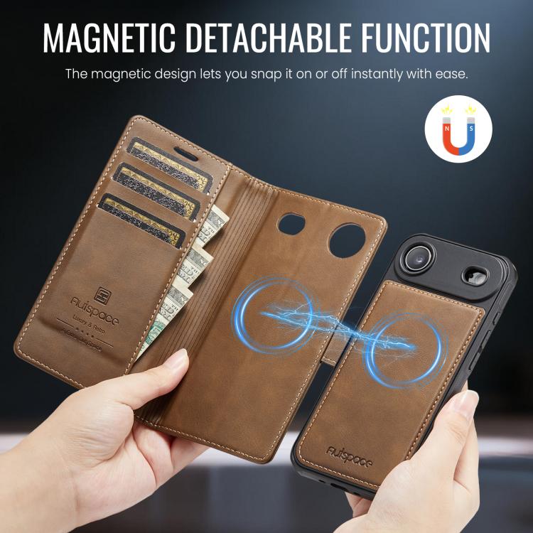 For iPhone Air AutSpace A05 2 in 1 Retro Calf Texture MagSafe Magnetic Phone Case