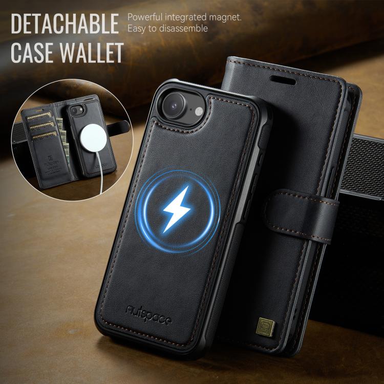 For iPhone 17e / 16e AutSpace A05 2 in 1 Retro Calf Texture MagSafe Magnetic Phone Case