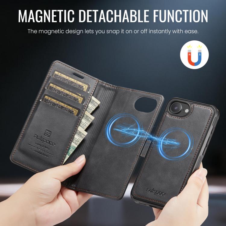 For iPhone 17e / 16e AutSpace A05 2 in 1 Retro Calf Texture MagSafe Magnetic Phone Case