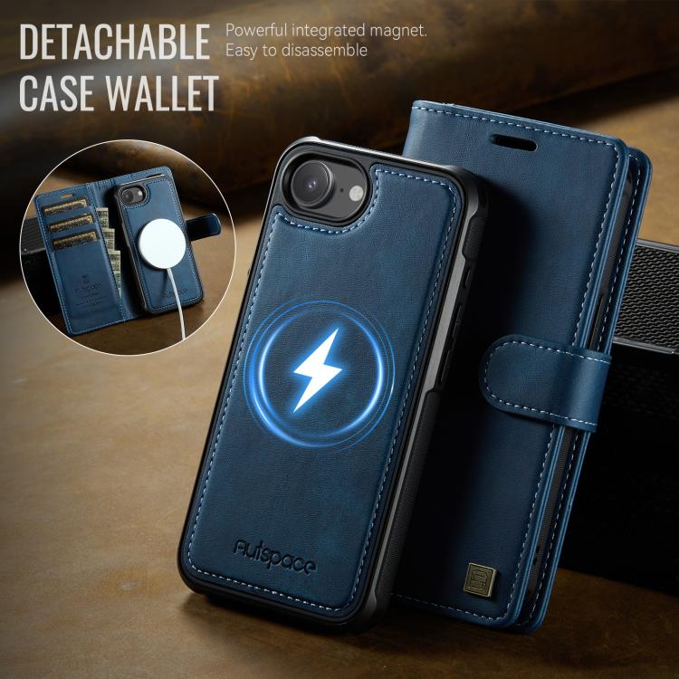 For iPhone 17e / 16e AutSpace A05 2 in 1 Retro Calf Texture MagSafe Magnetic Phone Case